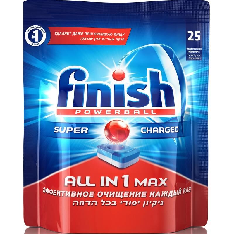 Finish All in 1 Max таблетки для посудомоечной машины 25шт. 1/6