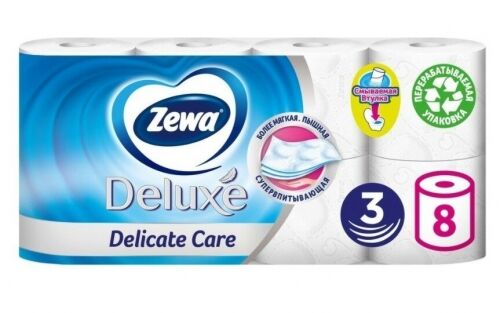 Туалетная бумага Zewa Deluxe 3 слоя Белая, 8рул