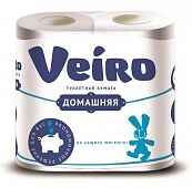 Туалетная бумага "Veiro" 4 рулона 2-слойная, Домашняя белая 15м 120 отрывов*12