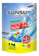 Sunsu-Q бесфосфатный универсальный концентрированный порошок для стирки цветного белья , 1кг пакет 