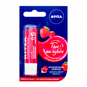 Бальзам для губ «Nivea / Нивея» Lip Care клубничное сияние с ароматом клубники, маслами авокадо и дерева ши 4,8г, 5.5 мл.